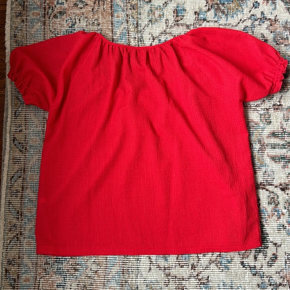 Madewell Texture & Thread Peasant Top | Size S | Red - Picture 10 of 12